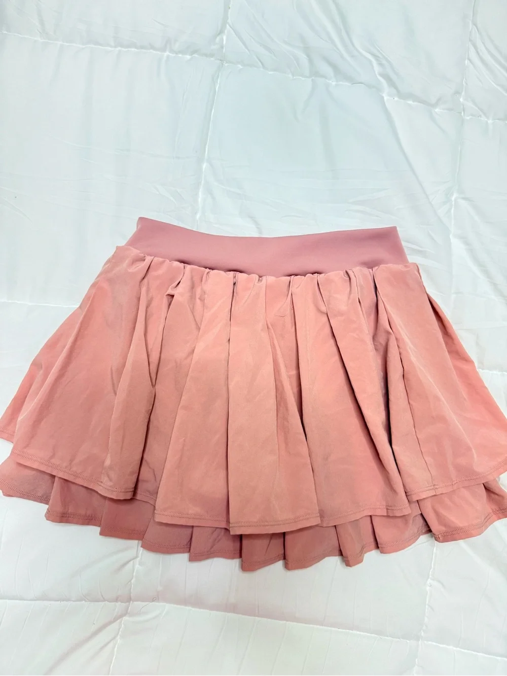 ALO Yoga Dusty Pink Layered Pleated Skater Skirt